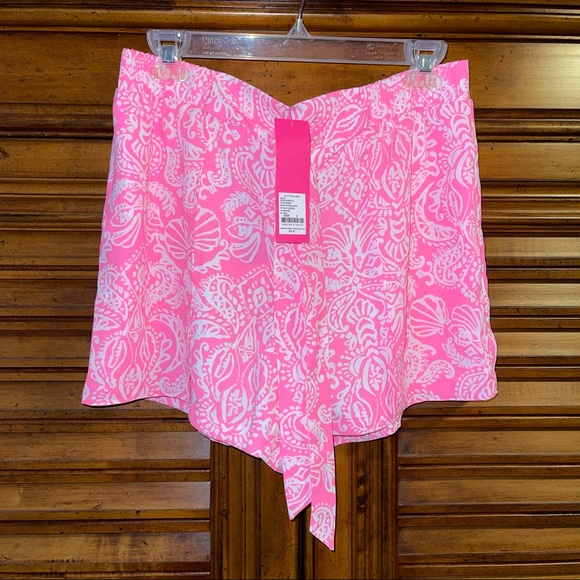 Lilly Pulitzer Myles Tie Front Short Havana Pink - Picture 14 of 16